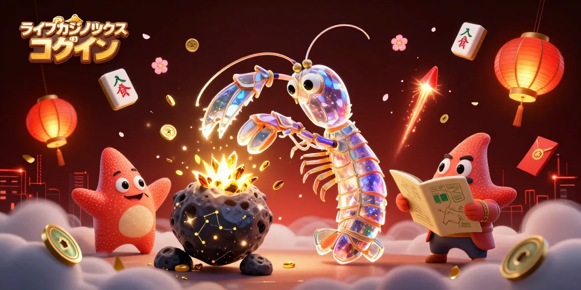 ライブカジノハウス ログインを楽しむ3Dのサムライと星の地図を読んでいる海星のイラスト