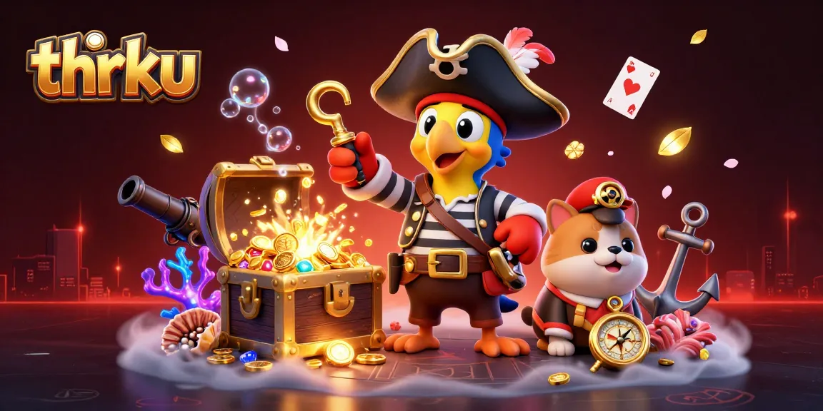 Experience thrilling pirate adventures with thrku's vibrant casino games and treasures in 3D.