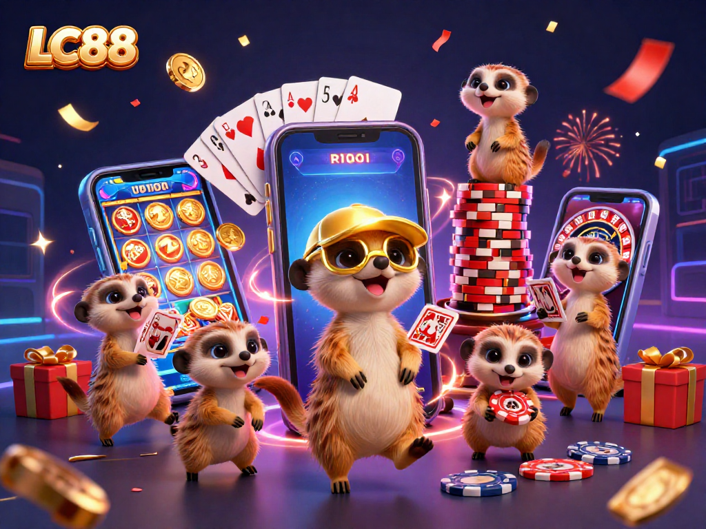 Experience excitement at LC88 with meerkats managing a vibrant casino operation.