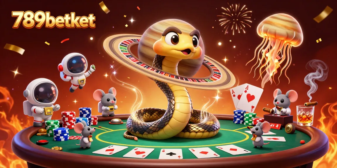 Experience exciting bets in the cosmic casino with 789betket's vibrant gaming scene featuring astronaut mice.