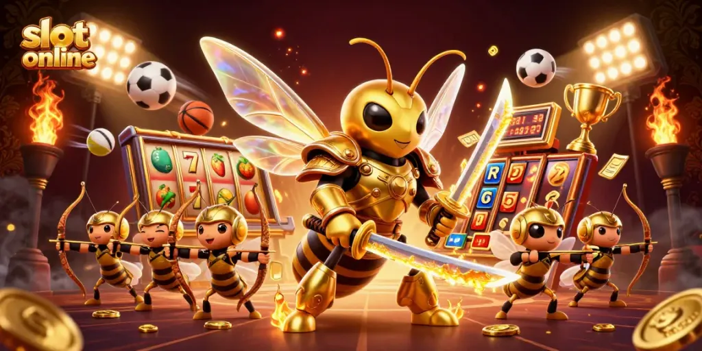 Slot online mempersembahkan ilustrasi 3D penuh warna dengan karakter dinamis dalam suasana kasino.