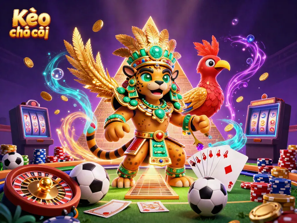 Experience thrilling soccer betting with Kèo nhà cái in this vibrant 3D casino illustration.