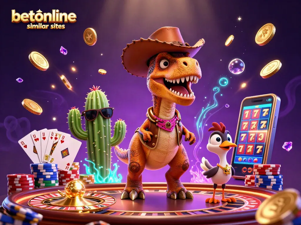 Experience thrilling action at betonline similar sites, featuring casino characters and dynamic gaming elements.