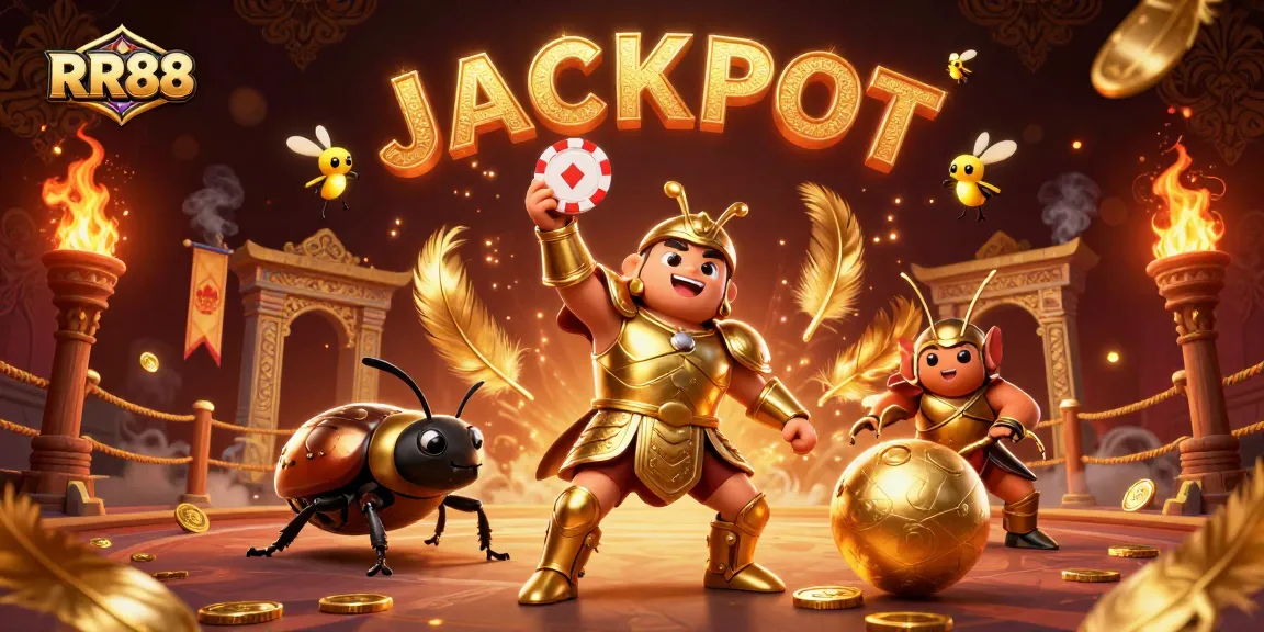 Play and win with RR88's captivating casino features in an exciting animated scene.