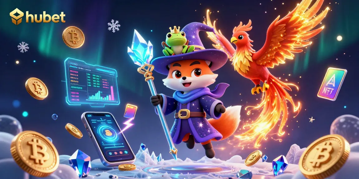 Engage with hubet's vibrant 3D casino scene showcasing dynamic characters and crypto elements.
