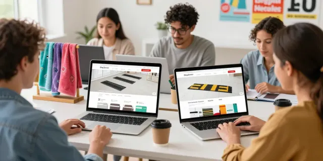 Shopsmart online shopping experience showcasing eco-friendly products in a vibrant workspace.
