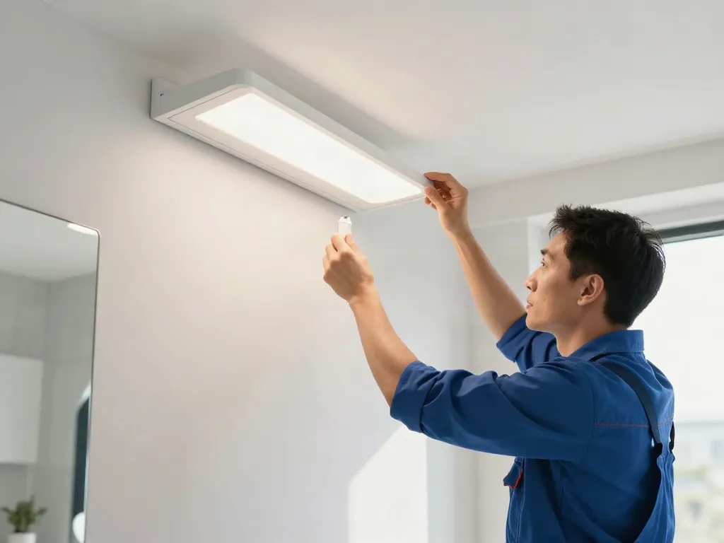 Aplica LED baie montată în baie modernă, furnizor de servicii locale de încredere.