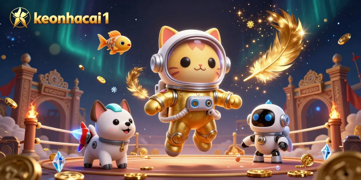 Experience thrilling gameplay at keonhacai1 with diverse betting tokens amidst a colorful casino universe.