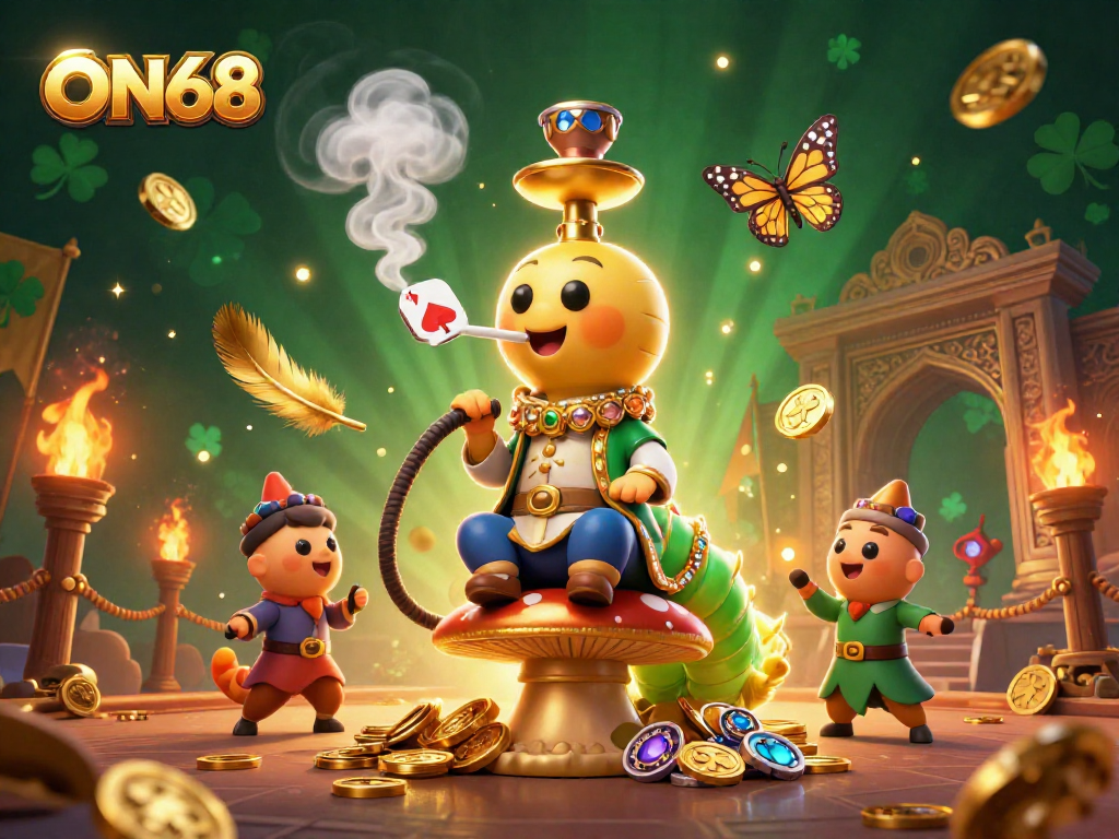 Engage with ON68's thrilling gaming experience in a vibrant and detailed casino-themed digital art.