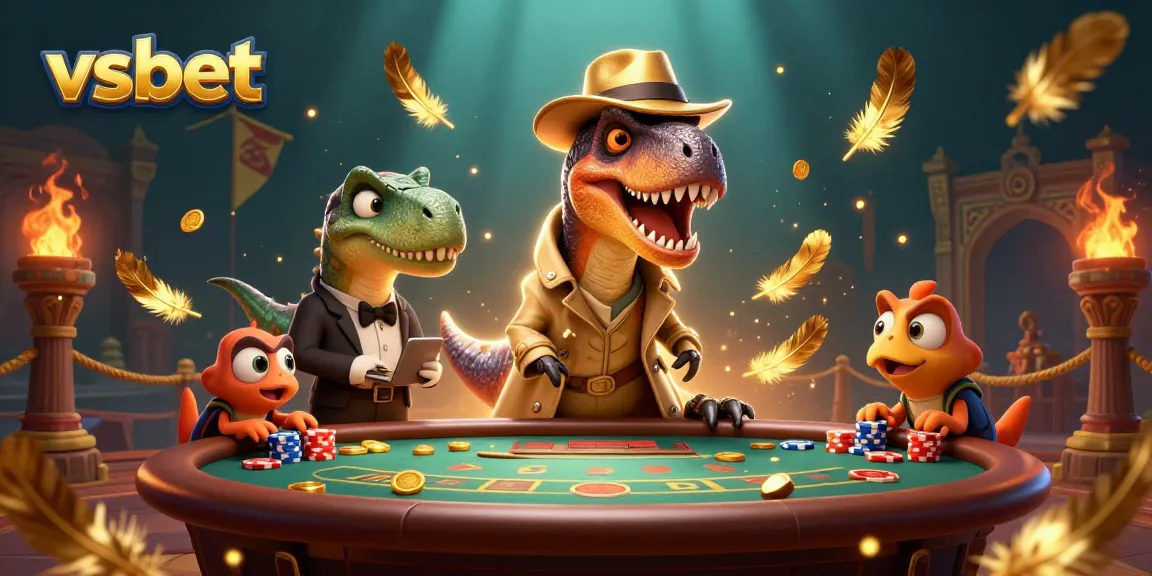 Engage with thrilling vsbet casino games through a vibrant 3D scene featuring card counters and dynamic gambling elements.
