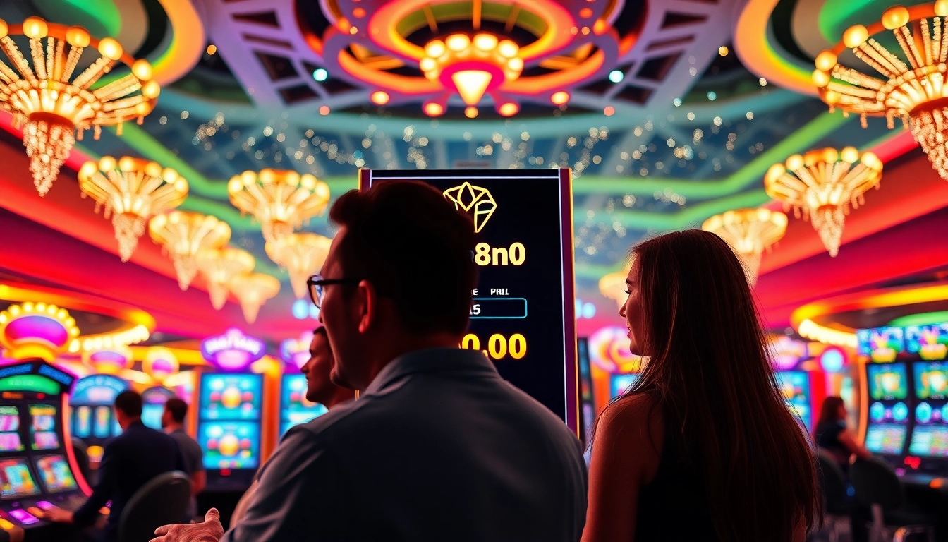 Muatan Mega888 download pada mesin slot cerah di dalam kasino yang meriah.