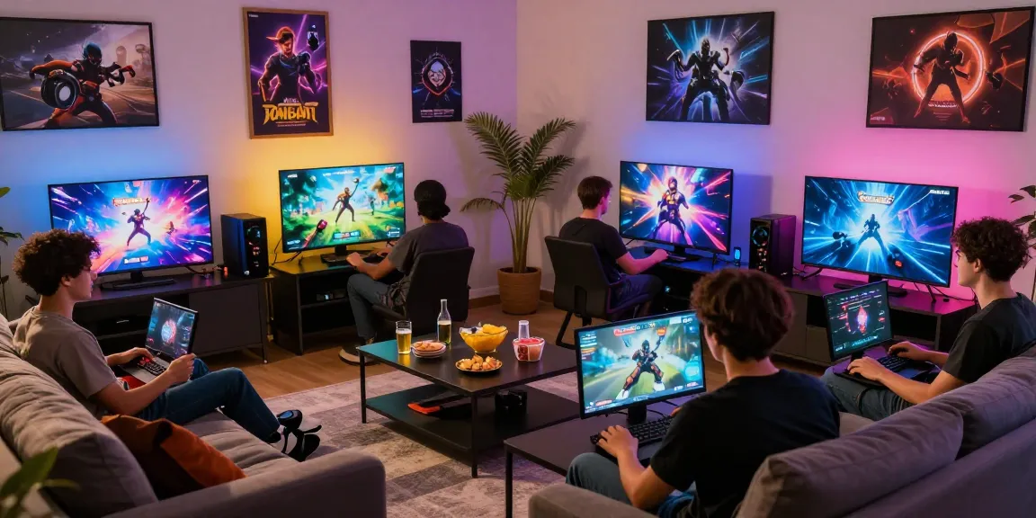 Friends enjoying game night on MANTRA88 platform, vibrant setup, modern living room.
