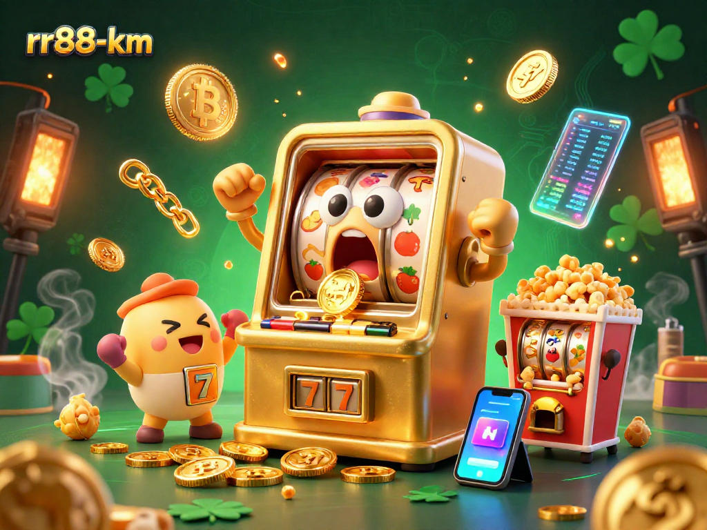 Spin the reels with the rr88-km slot machine, unlocking jackpots amidst golden coins and excitement.