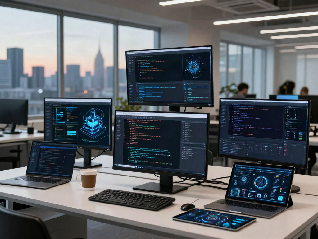 Data analyst engaging in GPU computing in a modern tech workspace.