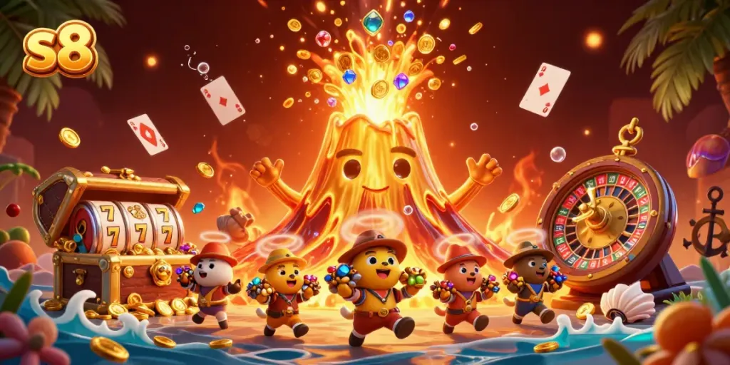 Experience the thrill of s8 gaming with a lively scene of treasure and excitement.