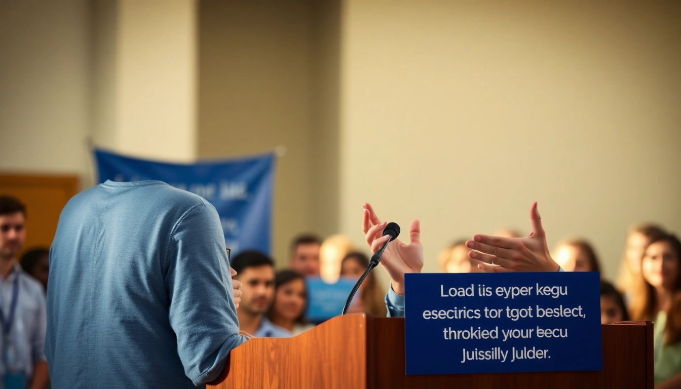 Engage with effective strategies for Overcoming Fear of Public Speaking featured in a public speaking setting.