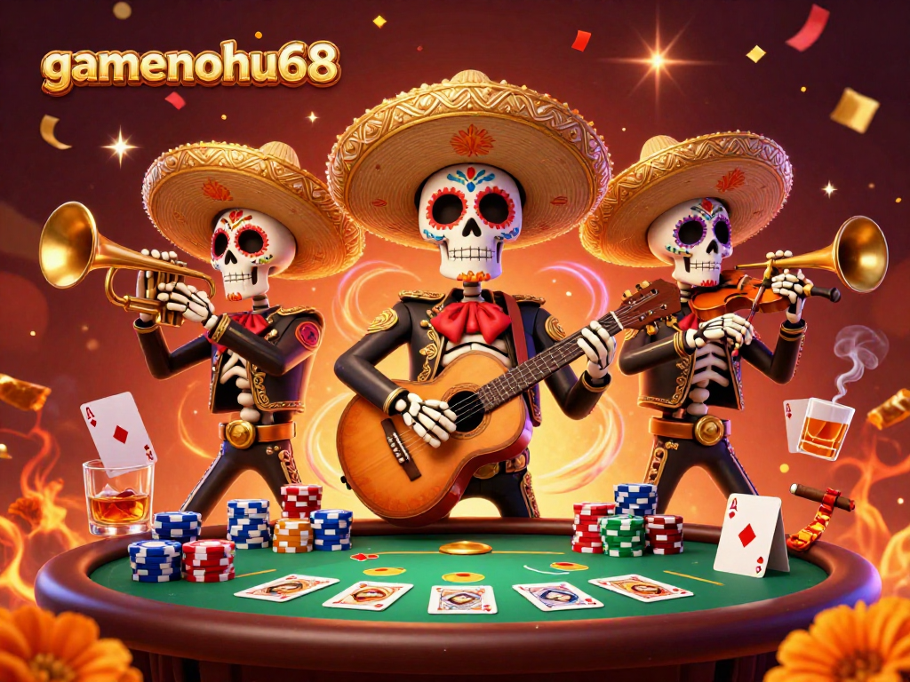 gamenohu68 showcases a vibrant mariachi band at a dynamic poker table filled with celebration!