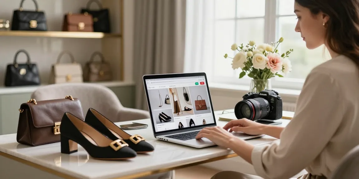 Pengalaman belanja online mewah dengan LUXURY12 Link Alternatif, seseorang elegan menjelajahi produk premium.
