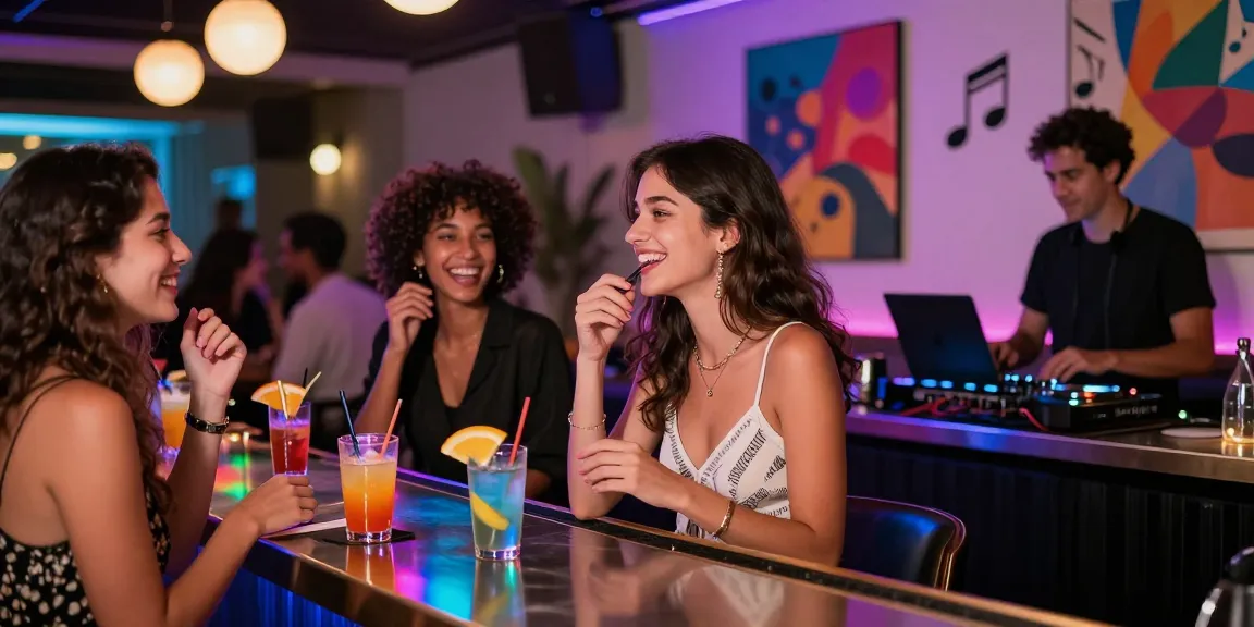 Không khí sôi động của gái gọi tại quán bar sang trọng với ánh đèn LED rực rỡ.