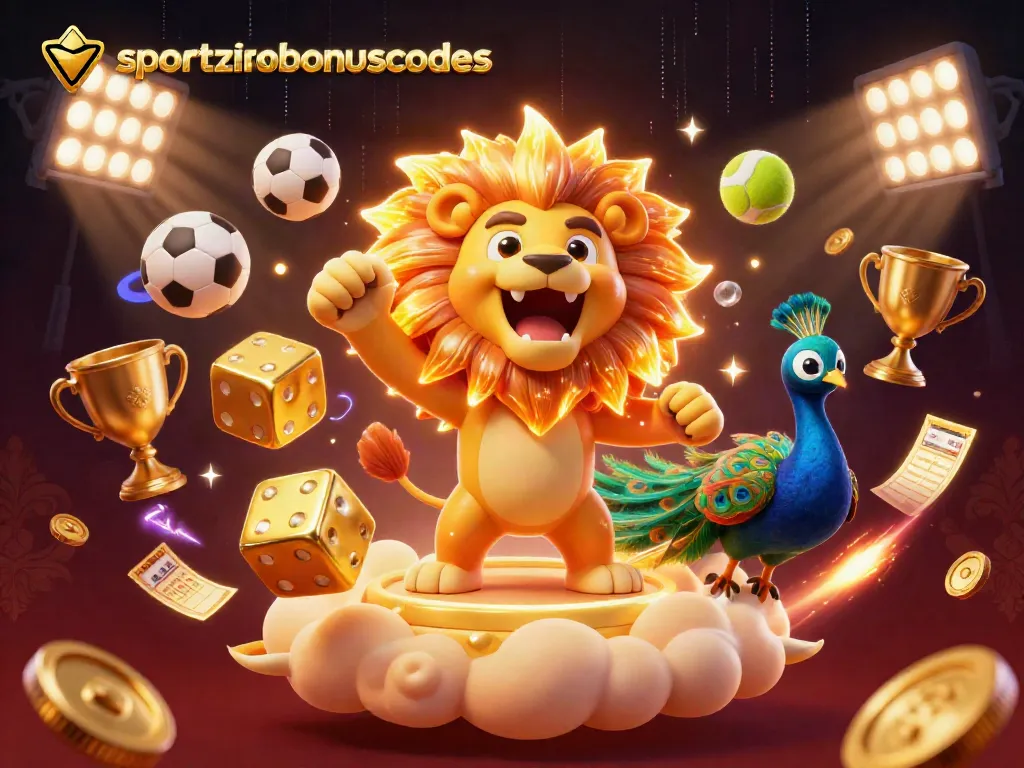 Sportzinobonuscodes promoting winning strategies with sports elements in a vibrant 3D illustration.