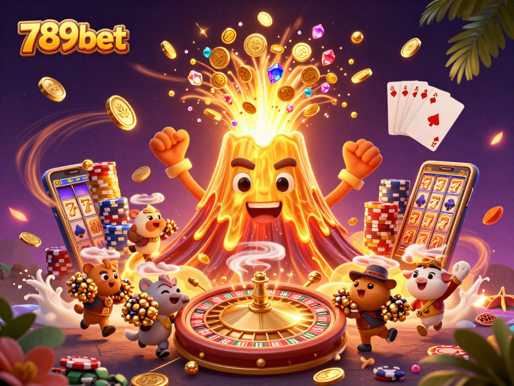 Win big at 789bet with a vibrant casino illustration filled with coins and gaming elements.