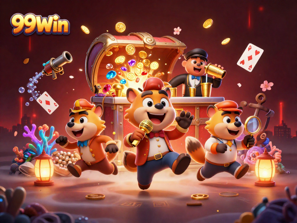 Experience the excitement of 99Win with a dynamic hyena casino scene full of humor and action.
