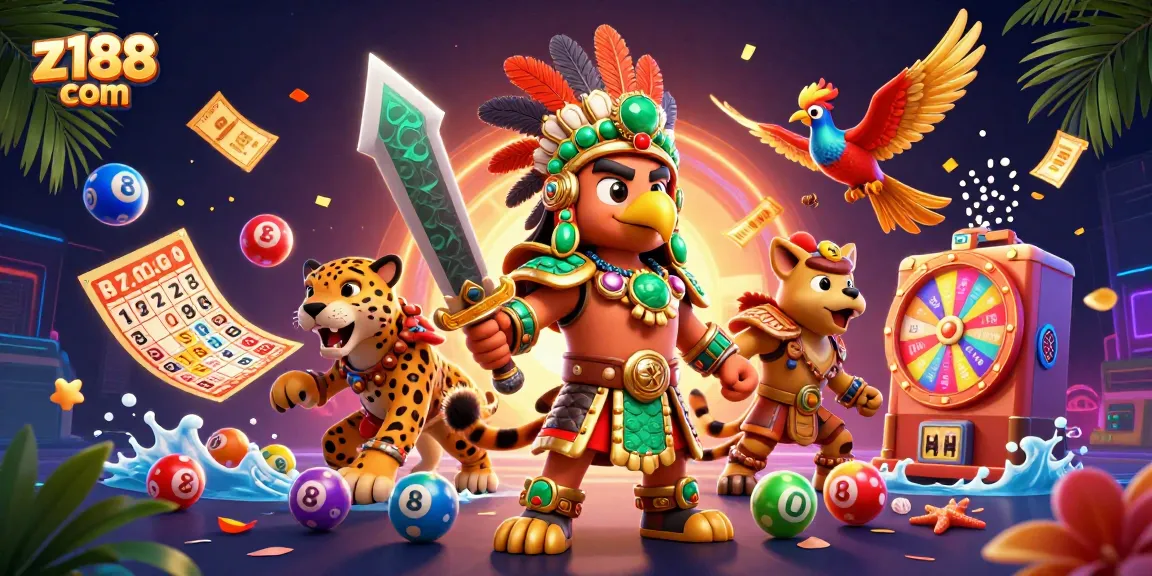 Experience excitement at z188 com with captivating illustrations of warriors and dynamic casino games.