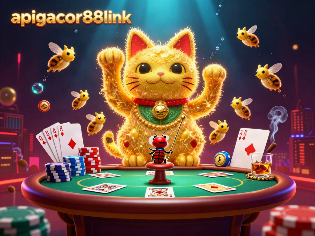 Experience exciting gameplay with apigacor88link showcased in a vibrant poker scene featuring a lucky cat and poker elements.