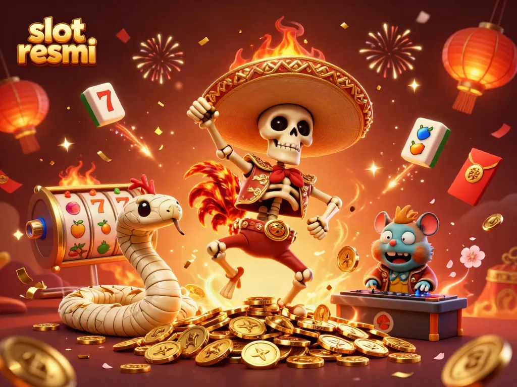 Experience vibrant fun with slot resmi as a mariachi rooster dances on coins in a festive scene.