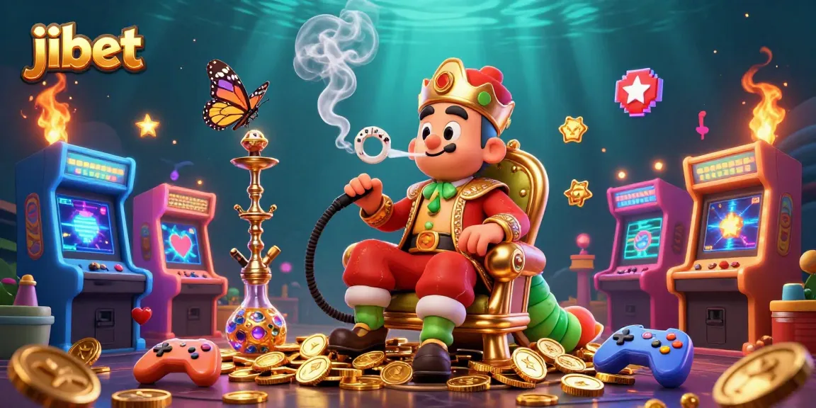 Engage with jibet's vivid 3D casino scene featuring a charismatic caterpillar master and colorful gaming elements.