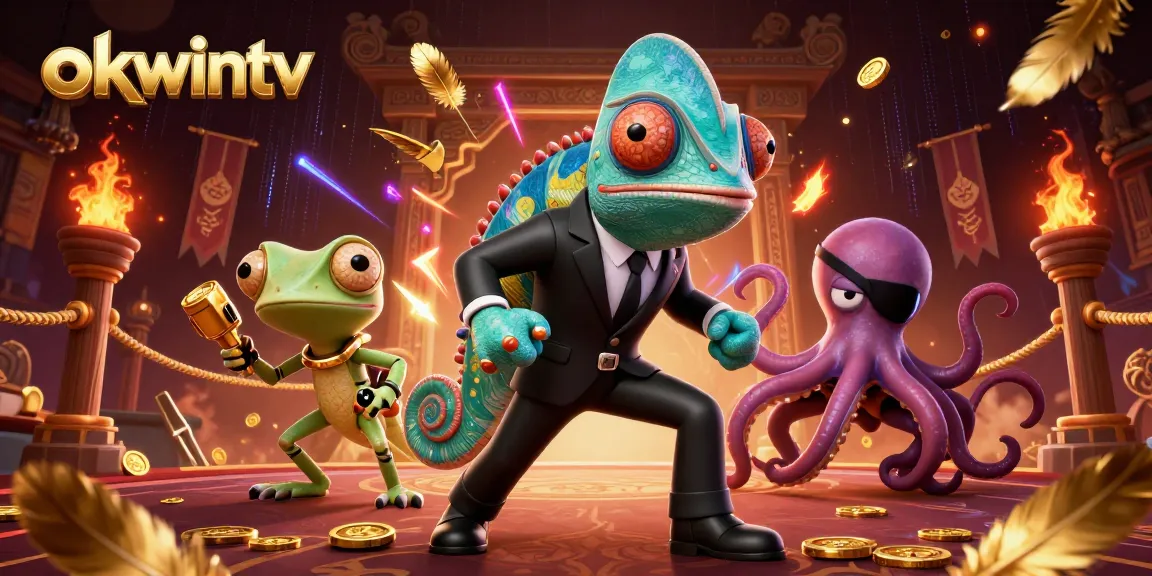 Experience intense gaming action with okwintv where colorful characters navigate a thrilling casino atmosphere.
