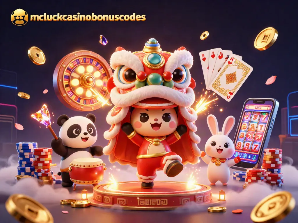 Win big at McLuckCasinoBonusCodes with vibrant 3D casino-themed artwork featuring joyful characters.