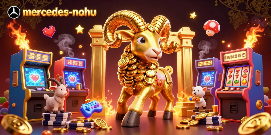 Experience the excitement of mercedes-nohu with a golden ram charging through a casino-themed scene.