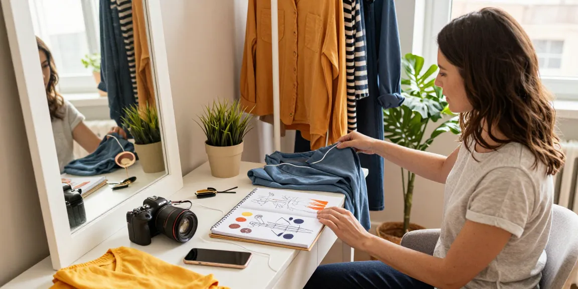 Consulenza d'immagine: donna che esplora il proprio stile in un'atmosfera accogliente.