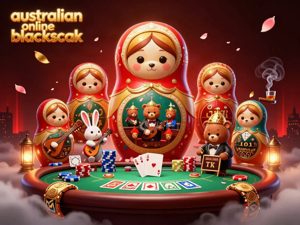 Experience excitement at australian online blackjack with colorful cards and lively casino characters.