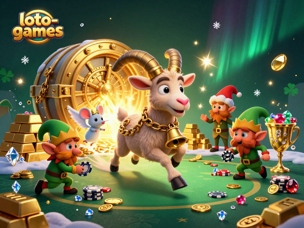Experience game thrills with loto-games in a vibrant holiday-horror casino scene.