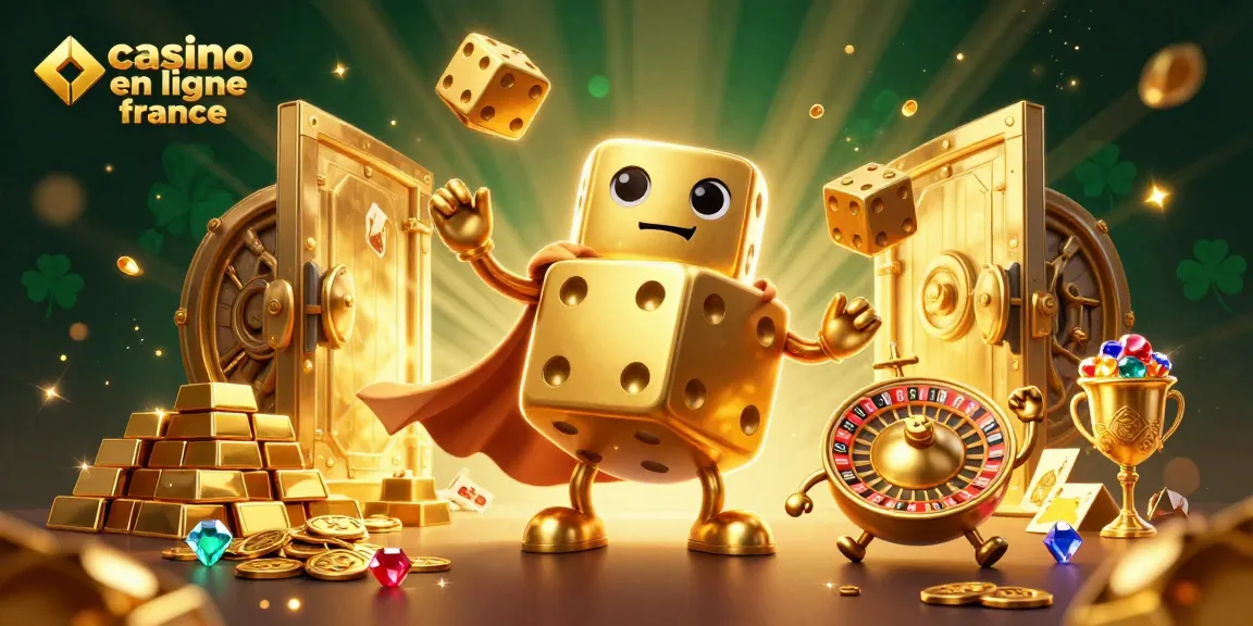 Jouez dans un casino en ligne France entouré de dés dorés et de trésors scintillants.