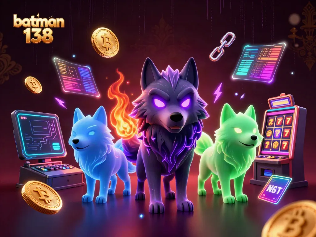 Experience thrilling casino action with batman 138 featuring glowing wolf characters and vibrant slot elements.