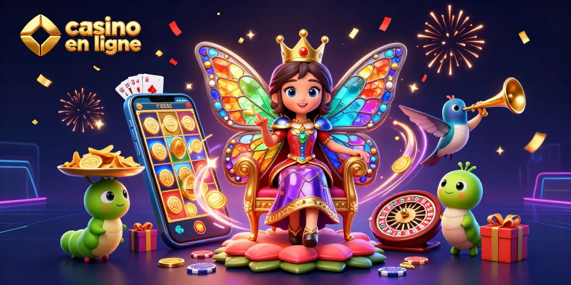 Gagnez en jouant au casino en ligne avec une reine papillon, des serviteurs et des jeux colorés.