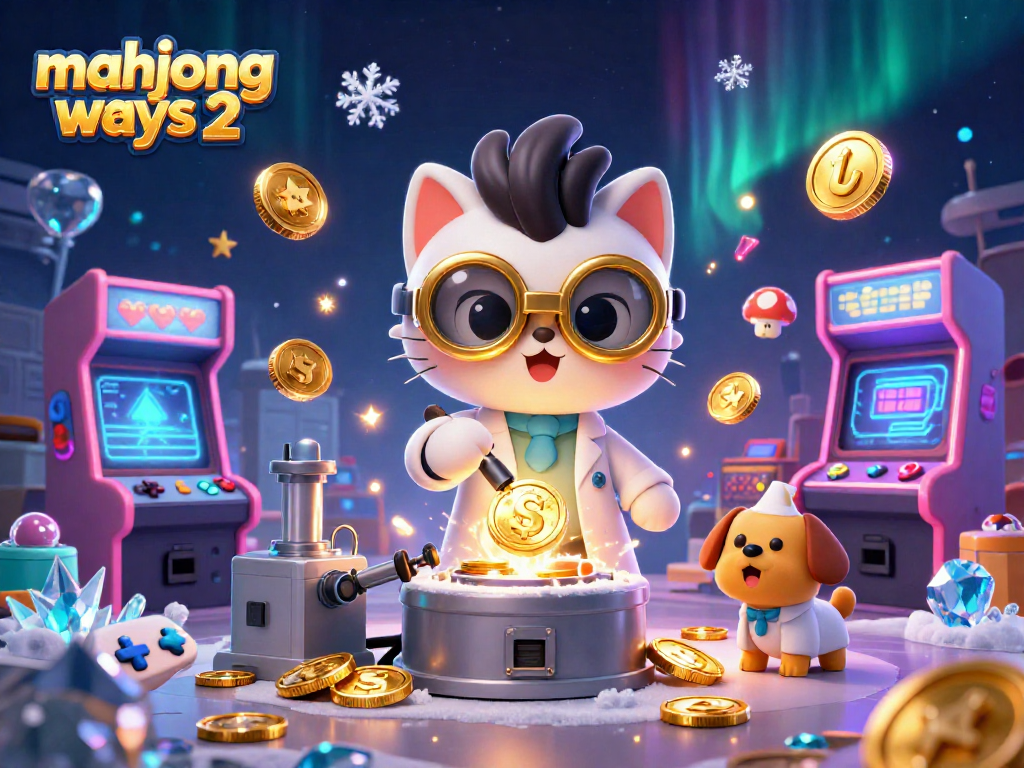 Engage with mahjong ways 2 as the cartoon scientist cat creates gold-coin-replication magic!