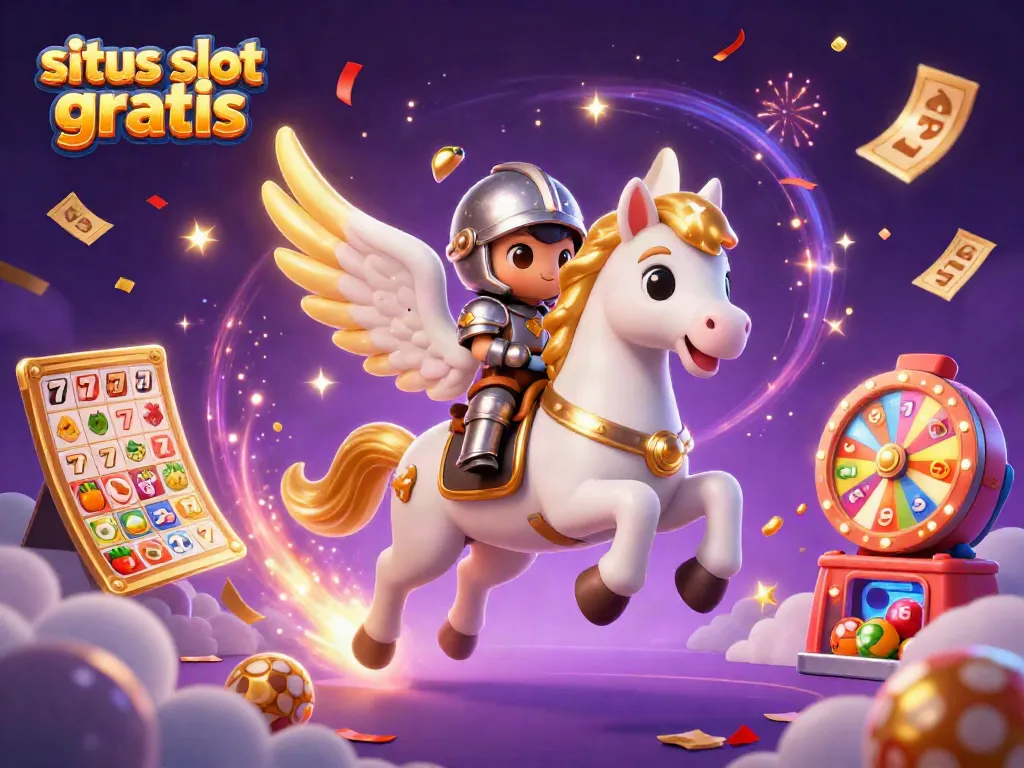 Experience the thrill of situs slot gratis with vibrant slots and winning symbols in this captivating scene.