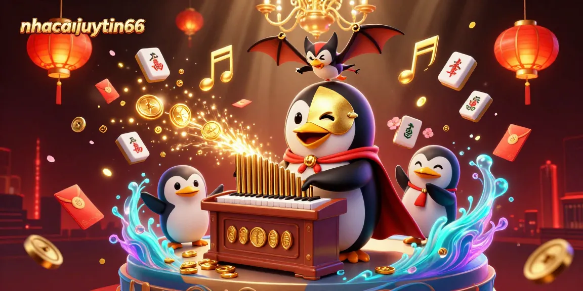 Witness the fun at nhacaiuytin66 with golden coins flowing from a magical pipe organ in this vibrant casino scene.