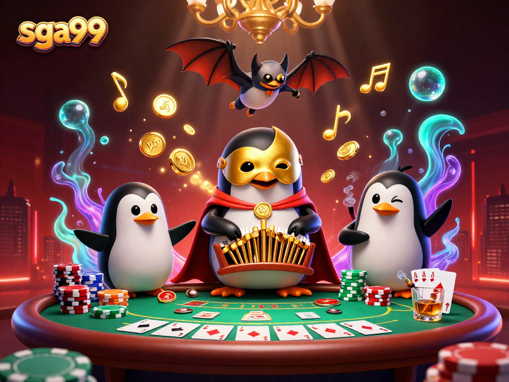Experience the excitement of sga99 with a vibrant casino illustration filled with gaming elements.